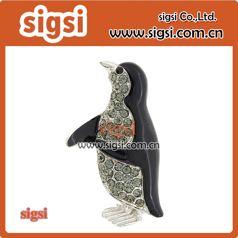 

vivid penguin shape crystal rhinestone brooch and pins for gift