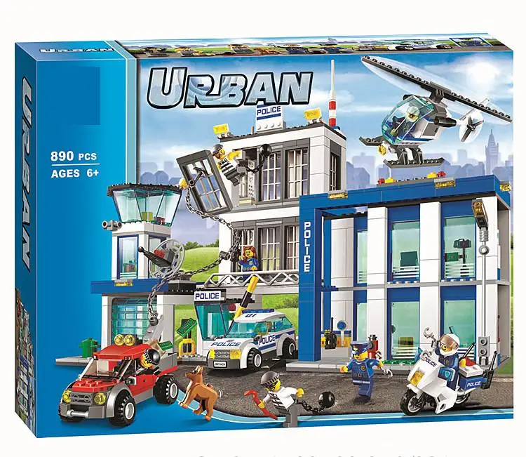 

Bela 10424 City Police Station Motorbike Helicopter Model Building Bricks Kits Compatible with Legoings City 60047