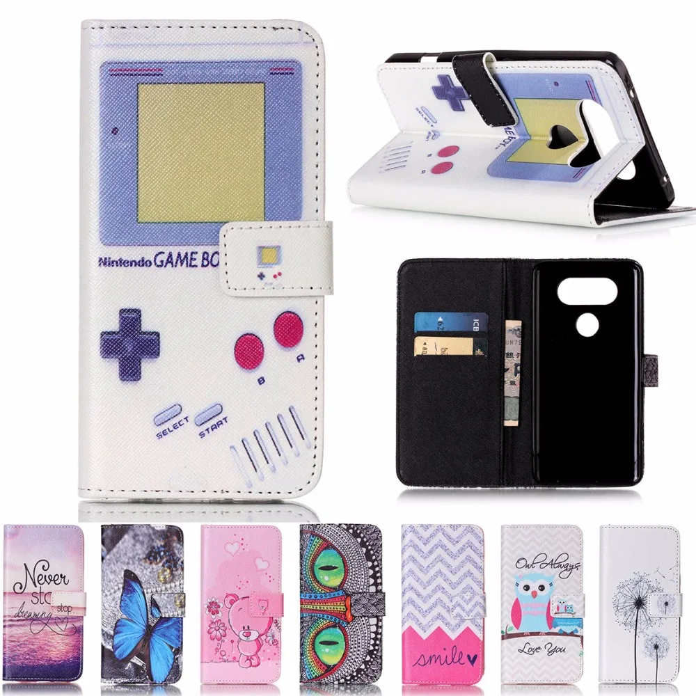 Обложка Для LG V20 Телефон Case 5.7 дюймов Мультфильм Окрашенные Game Boy Pattern флип PU