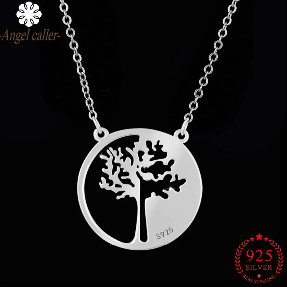 

Angel Caller 925 Sterling Silver Pendant Necklace Family Tree of Life Pendant with Link Chain Trendy Jewelry for Women CYD014