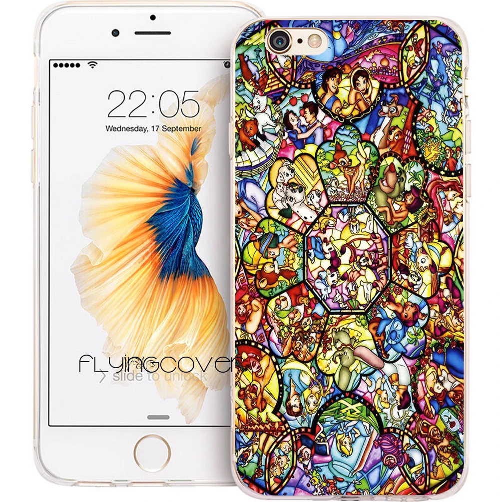Coque Princess витражные прозрачные мягкие силиконовые чехлы для телефонов iPhone XS Max XR X 7