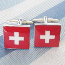 Флаг Швейцарии запонки 1 пара Розничная Продвижение