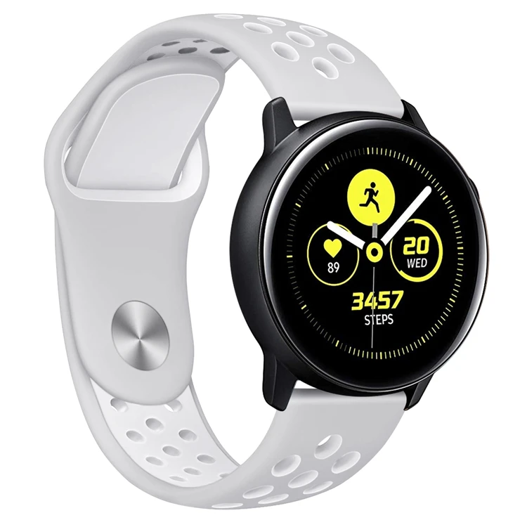 Силиконовый ремешок для samsung Galaxy Watch Active, двойной цвет, спортивный ремешок, ремешок для часов, браслет, ремешок на запястье, замена - Цвет: Grey White