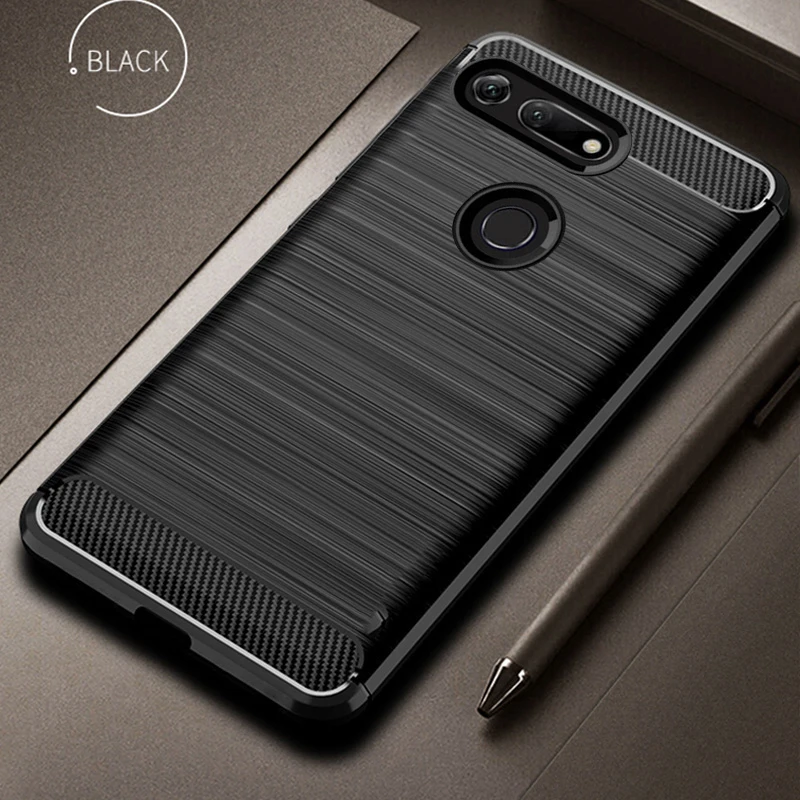 

Silicone Case For Huawei Honor View 20 V20 Case Carbon Fiber Soft Silicon Case for Honor V20 Protective Armor Bumper Cover