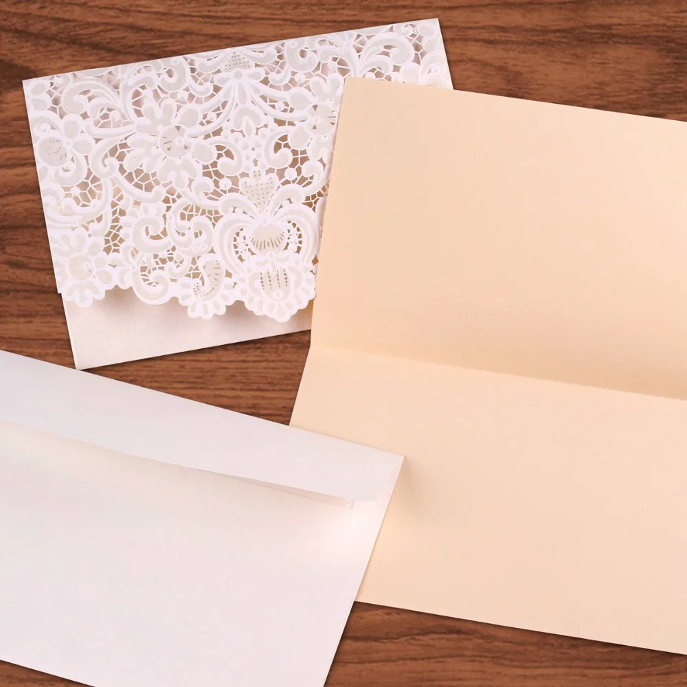  FENGRISE 1 Set Wedding Invitation Card Gold Red White Laser Cut Luxury Flora Cards Wedding Decorati - 32828066313