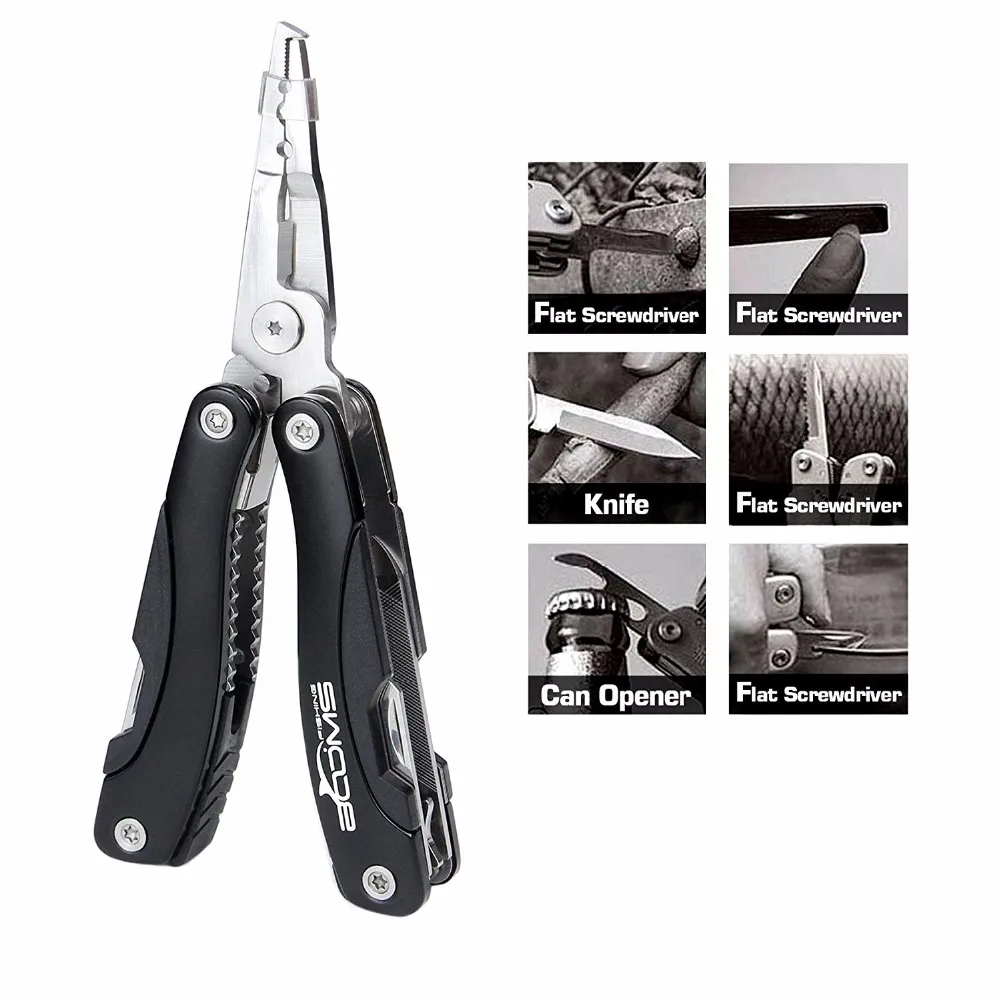 Booms Fishing L1 Fishing Pliers 13-in-1 Heavy Duty Multi-tools 6.7-Inches with Belt Holder Sheath Blue Black Booms Fishing L1 Fishing Pliers 13-in-1 Heavy Duty Multi-tools 6.7-Inches with Belt Holder Sheath Blue Black