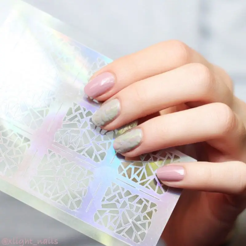 12 Tips/Sheet Irregular Triangle Pattern Nail Art Transfer Foils Sticker Beauty Adhesive Polish Wrap Tips Decorations | Красота и