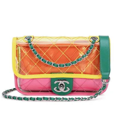 

New Beach Transparent Bag Women Clear PU Crossbody Bag Flap Girl 2019 Women Jelly Letter Pattern Handbags Letter Printing Bag