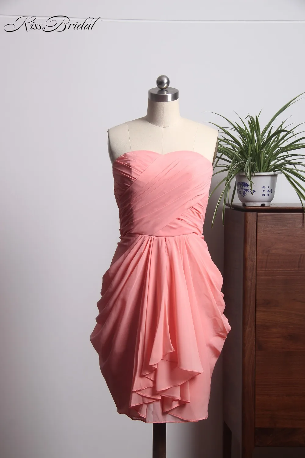 New Elegant Cheap Bridesmaid Dresses 2018 Draped Chiffon Wedding Party