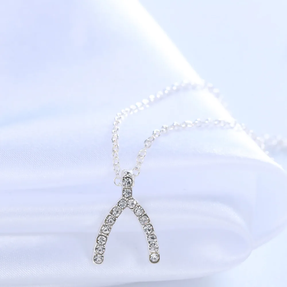 Kinitial Wishbone V образные ожерелья кулоны цепочка из кости для женщин микро