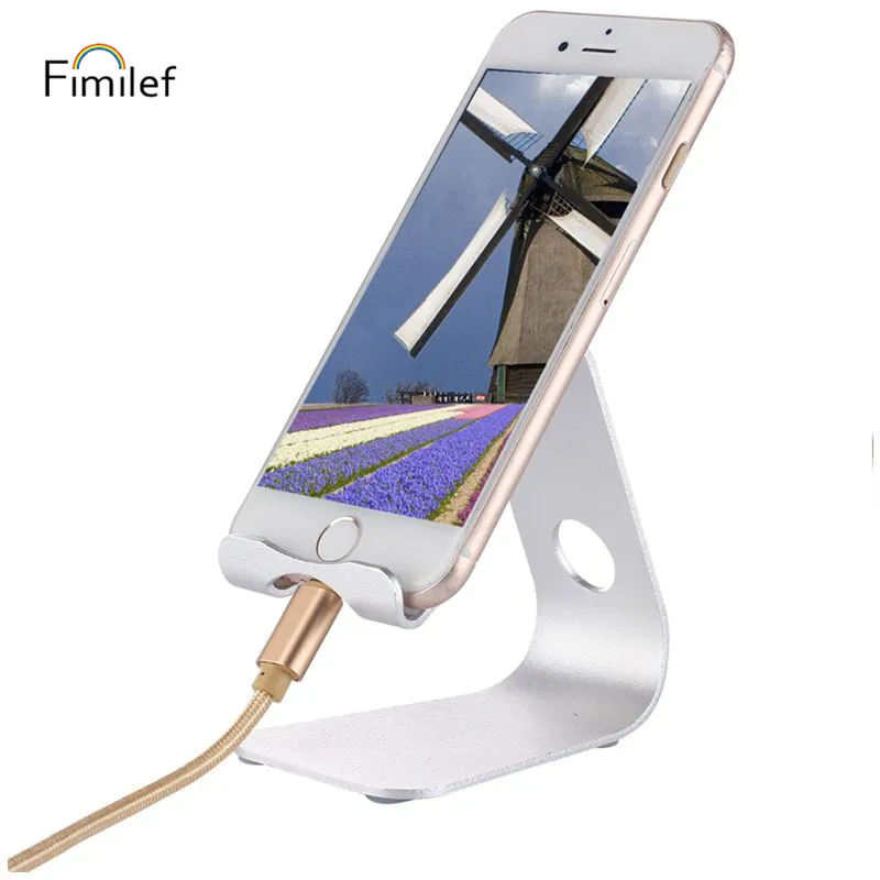 Fimilef Universal Metal Mobile Phone Holder Desk Black Gold Smartphone Stand Portable Tablet Desktop Cell Bracket | Мобильные