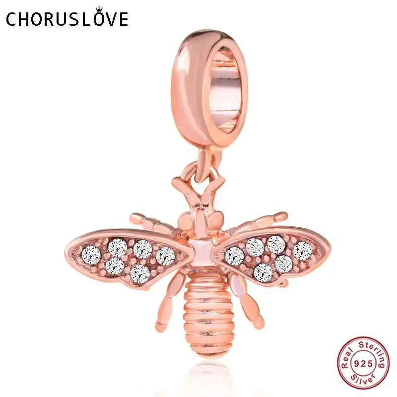 

Choruslove Rose Gold Fly Bee Moth Insect Pendant Charms Beads fit European Necklaces and Bracelets for Woman Gift CWS0168