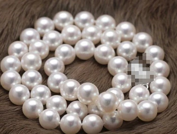 

HUGE 18"10-11MM NATURAL PERFECT ROUND SOUTH SEA GENUINE WHITE PEARL NECKLACE