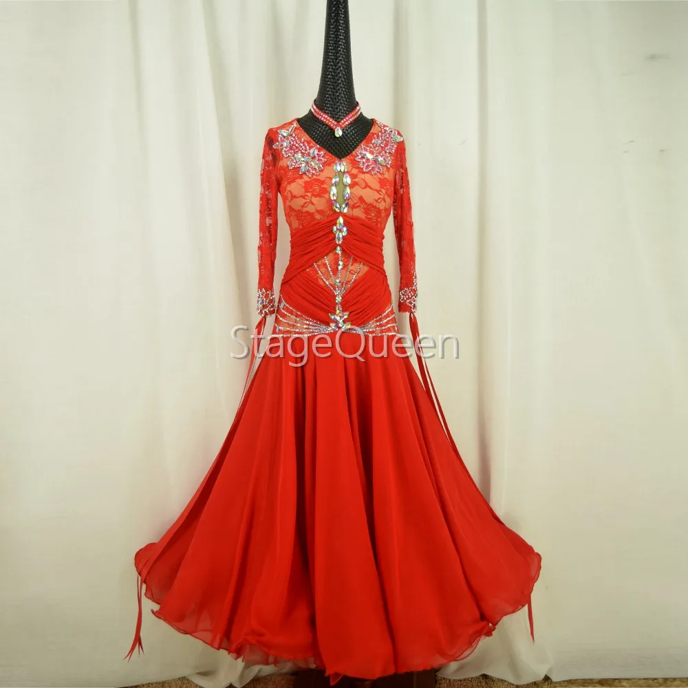 

Lace Rhinestones Ballroom Dance Competition Dresses Women/Ballroom Dresses/Ballroom Waltz Dresses/Ballroom Dancing/Waltz Dress