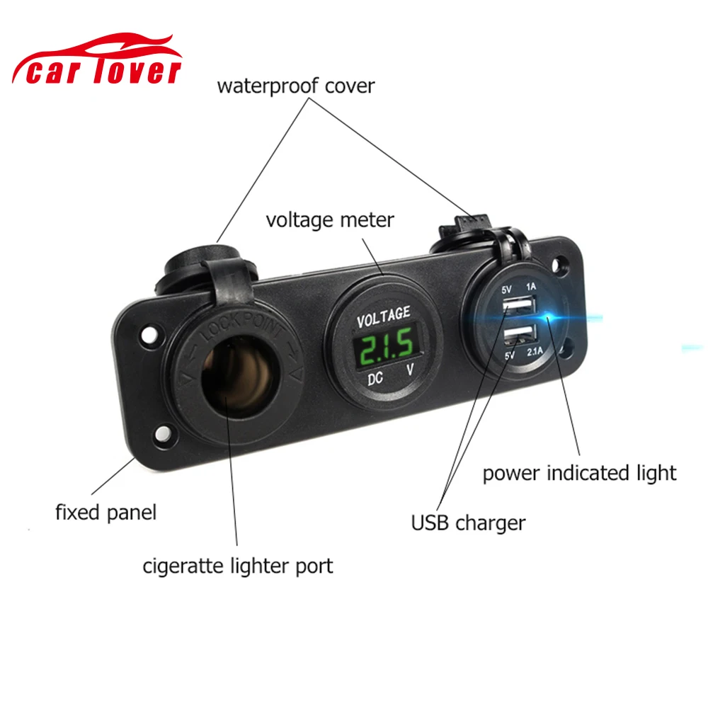12V розетка для автомобильного прикуривателя со светодиодной двойной разъем USB