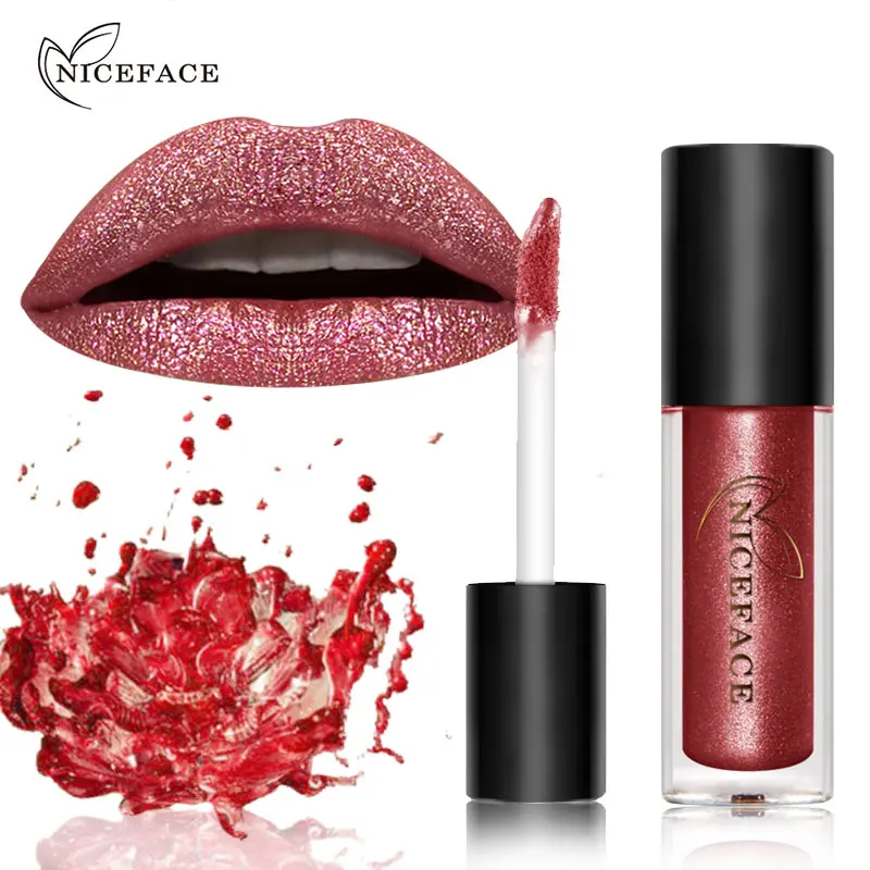 NICEFACE 6 цветов Блеск для губ Shimmer матовая губная помада водостойкий металлический