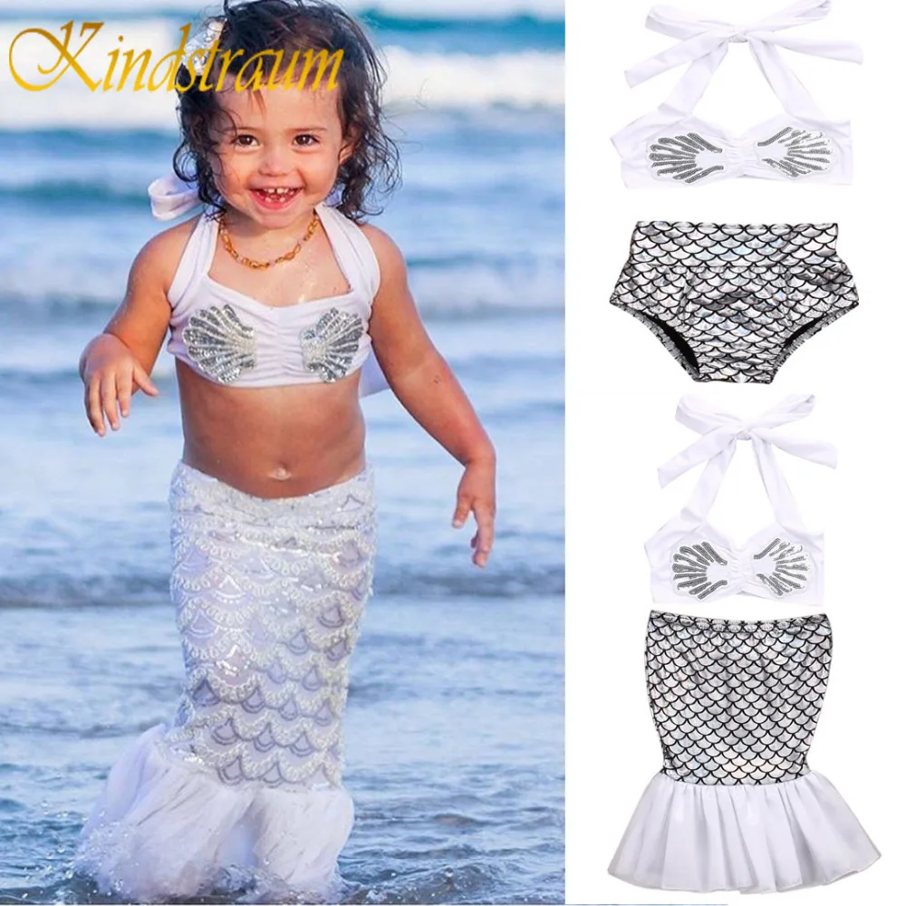 

Kindstraum 3pcs Baby Girl bikini Set Summer Swimwear 12M-7Y Holiday Girls Kids Mermaid Tail Bikini Set Swim Suit Costume, MC594