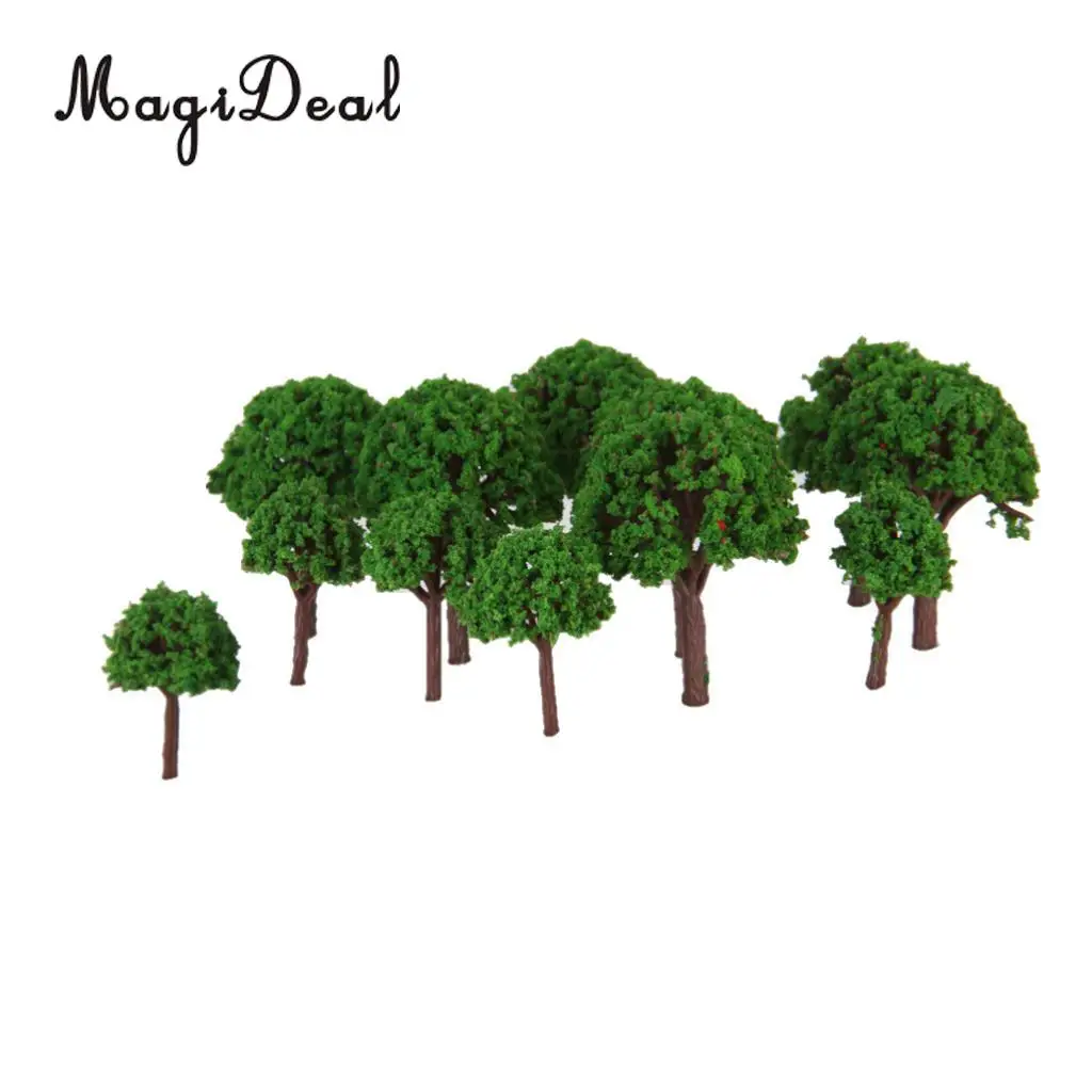 MagiDeal 50Pcs Plastic 3cm Scenery Landscape Train Model Trees Light Green for Street House Park Garden Layout Classroom Decor