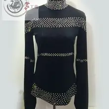 Новые мужские туфли для латинских танцев костюмы Длинные рукава со стразами туфли для латинских танцев, бархатная верхняя одежда, для мужчин, конкурс латиноамериканских танцев рубашки S-4XL