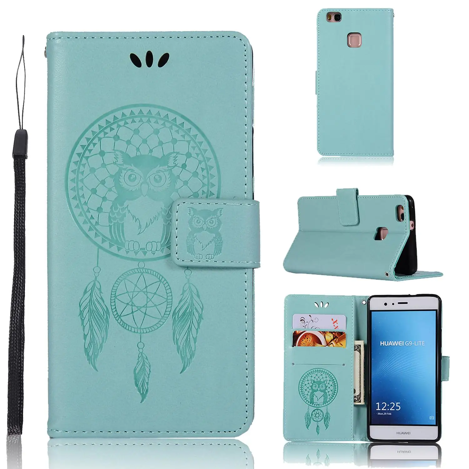 

For Huawei P9 Lite Hot Sale Fashion Luxury Stand Flip Magnetic PU Leather Pattern Wallet stand Mobile Phone Housing Cover