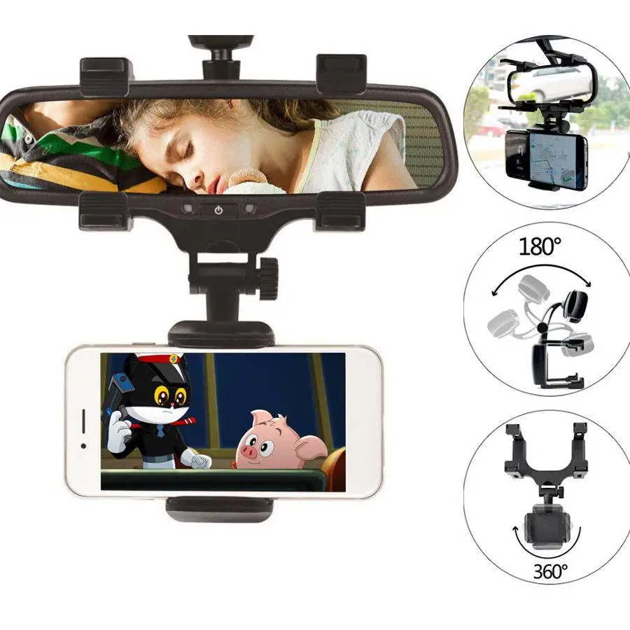 

Dragonpad Universal Car Rearview Mirror Mount Stand Holder Cradle for Cell Phone GPS