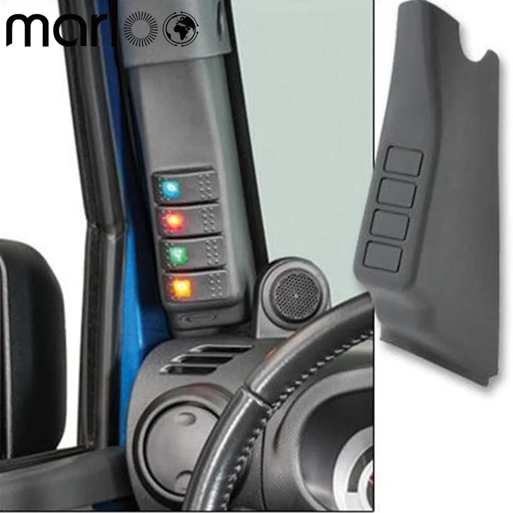 

Marloo Left A Pillar Switch Pod Panel + 4 Rocker Switches for Jeep Wrangler 2011 2012 2013 2014 2015 2016 JK / JKU (Driver Side)