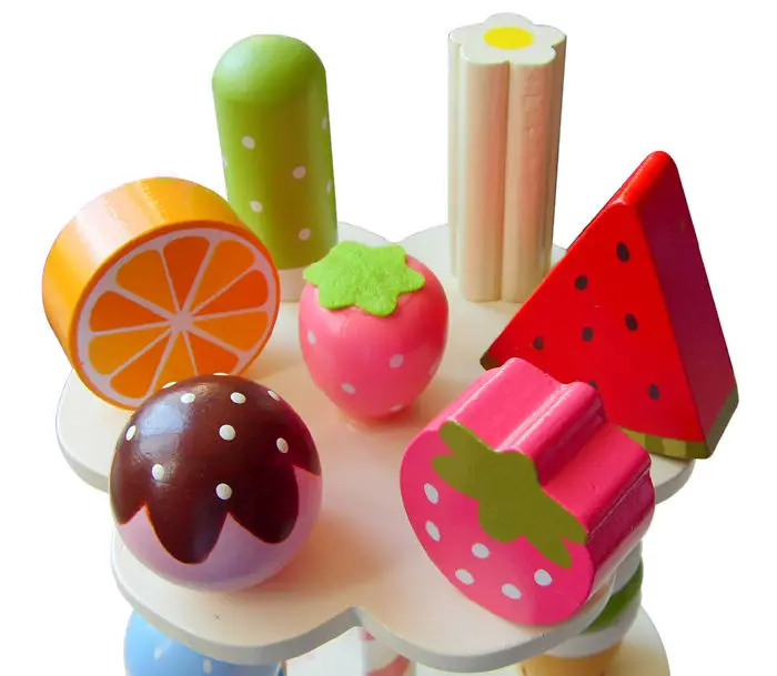 Детские игрушки Моделирование Магнитный мороженое деревянный набор игрушек притворяться, играть в Кухня Еда Детские игрушки Еда День рождения/Рождественский подарок