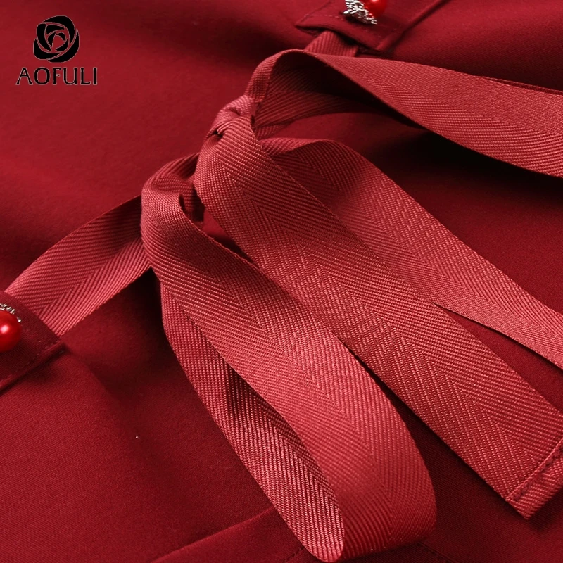 Lunghezza A La Lunga Arco Abiti Vestito Rosso Nastro Longuette Plus 5xl B6125 Polpaccio Inverno Per Size Signora 3xl Donne M Del Aofuli 2018 Metà Manica 4xl Solid wg8aaPnq