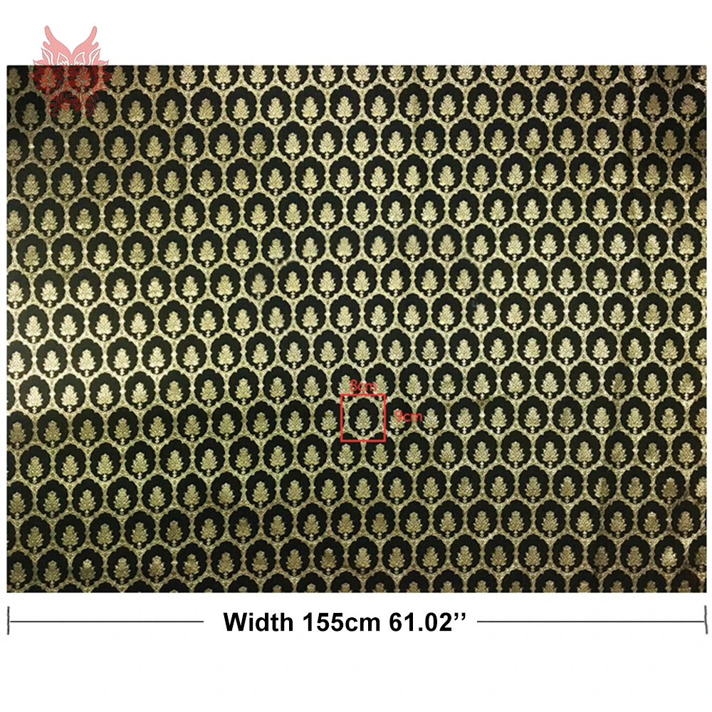 Американский и Европейский стиль черный красный с золотом цветочный Металлик Жаккардовая парча ткань для пальто платье tecidos stoffen SP4749