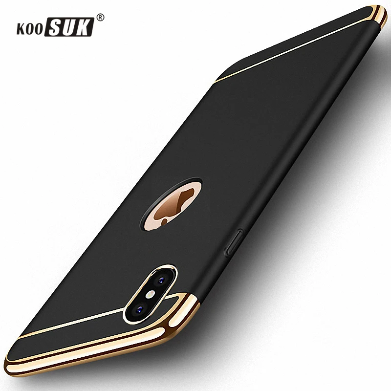 Защитный чехол для iPhone X iPhoneX Роскошный 3 в 1 задняя крышка телефона чехлы черные
