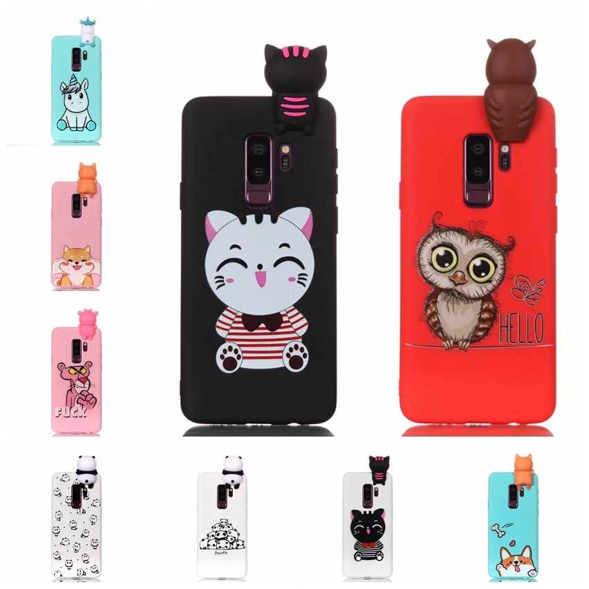 For Coque Samsung Galaxy S9 Case 3D Cartoon Toy Owl Panda Unicorn Cat Soft Silicon Back Cover |
