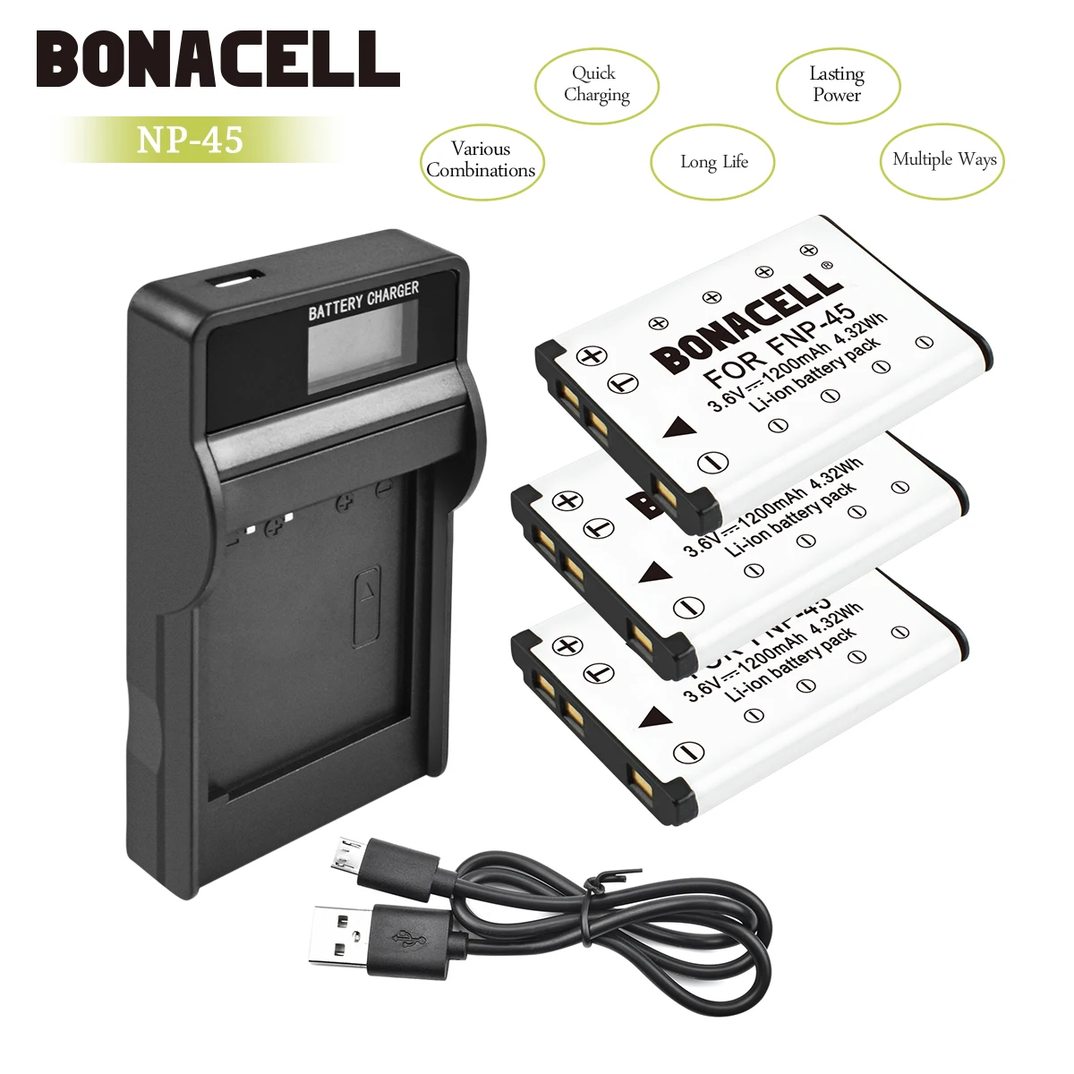 Bonacell Li-40B Li ion аккумулятор 40B 42B Батарея+ ЖК-дисплей Зарядное устройство для цифровой камеры Olympus Li-42B NP-45 для Nikon EN-EL10 D-Li108 NP-80 CNP80 KLIC-7006 L50 - Цвет: 3X Battery Charger