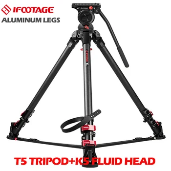 

IFOOTAGE Wild Bull T5 Tripod Aluminum Legs Professional Stand with IFOOTAGE KOMODO K5 Fluid Head for GH5 5D A7S DSLR Camera Rig