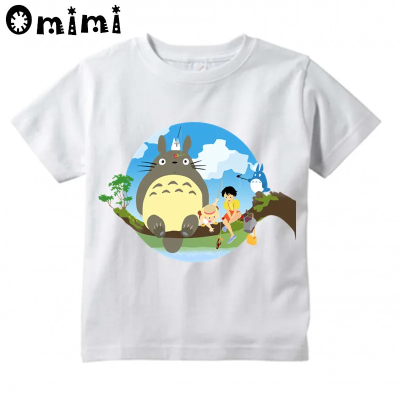 Детская футболка с рисунком аниме «Тоторо» для мальчиков и девочек; милые повседневные топы с короткими рукавами; детская забавная футболка