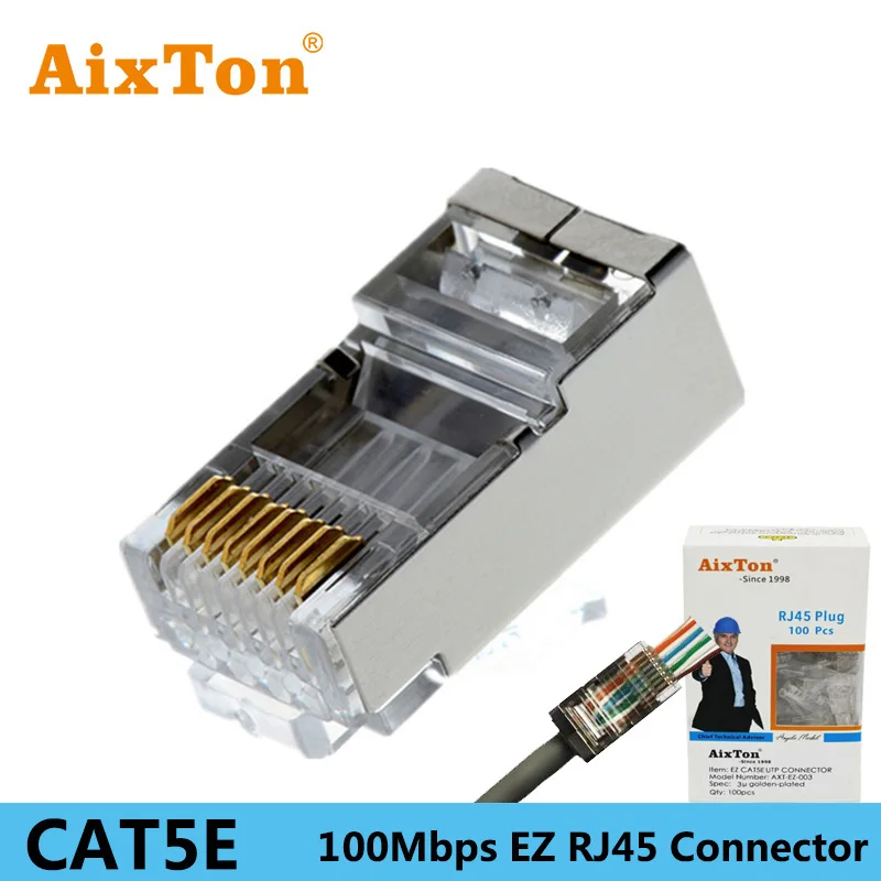 AIXTON EZ RJ45 разъем Ethernet Кабельный CAT5E CAT6 сеть 8P8C экранированные модульные клеммы