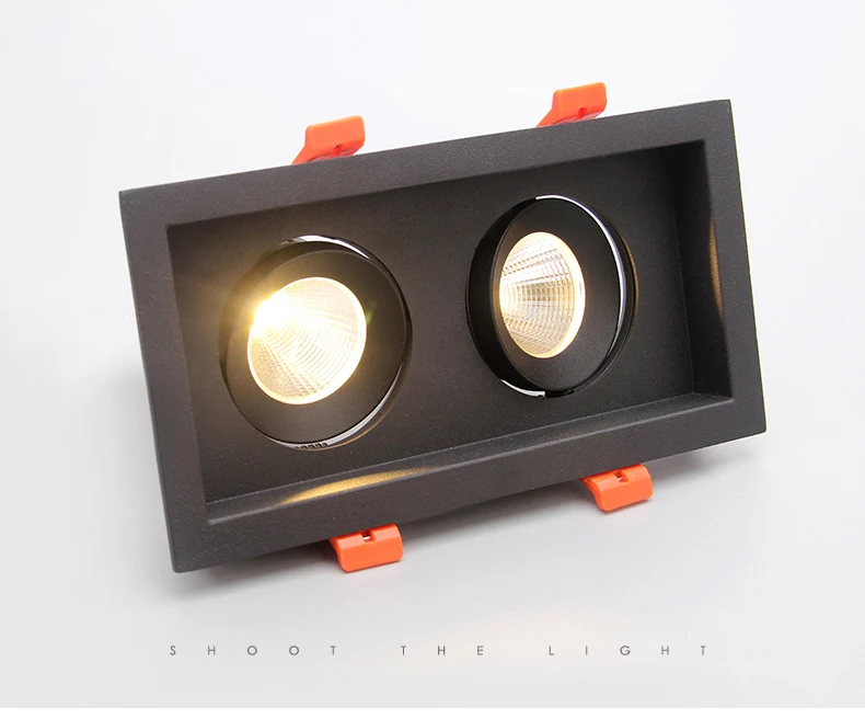 Светодиодный светильник 2x10 Вт COB ультраяркие светодиоды точечный свет для гостиной встроенный, потолочный светильник прямоугольная Антибликовая AC85-265V