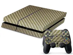 

Textured Carbon Fibre Skin For PLAYSTATION 4 PS4 Sticker Wrap Accessory Decal-Gold