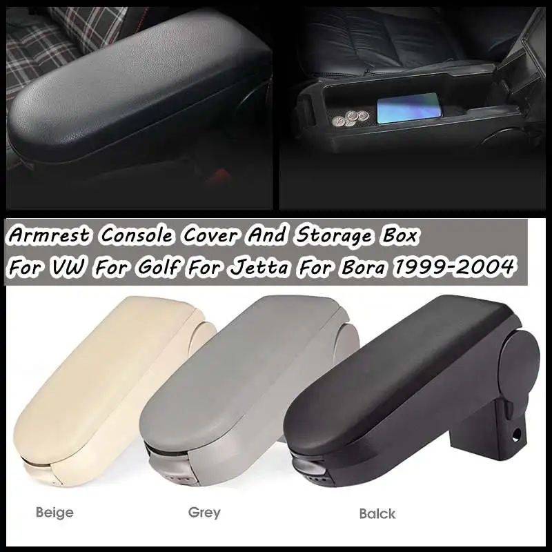 

Leather Arm Rest Console Cover and Storage Box for VW Golf for Jetta Bora 1999-2004 car-styling accessory Car Accessories