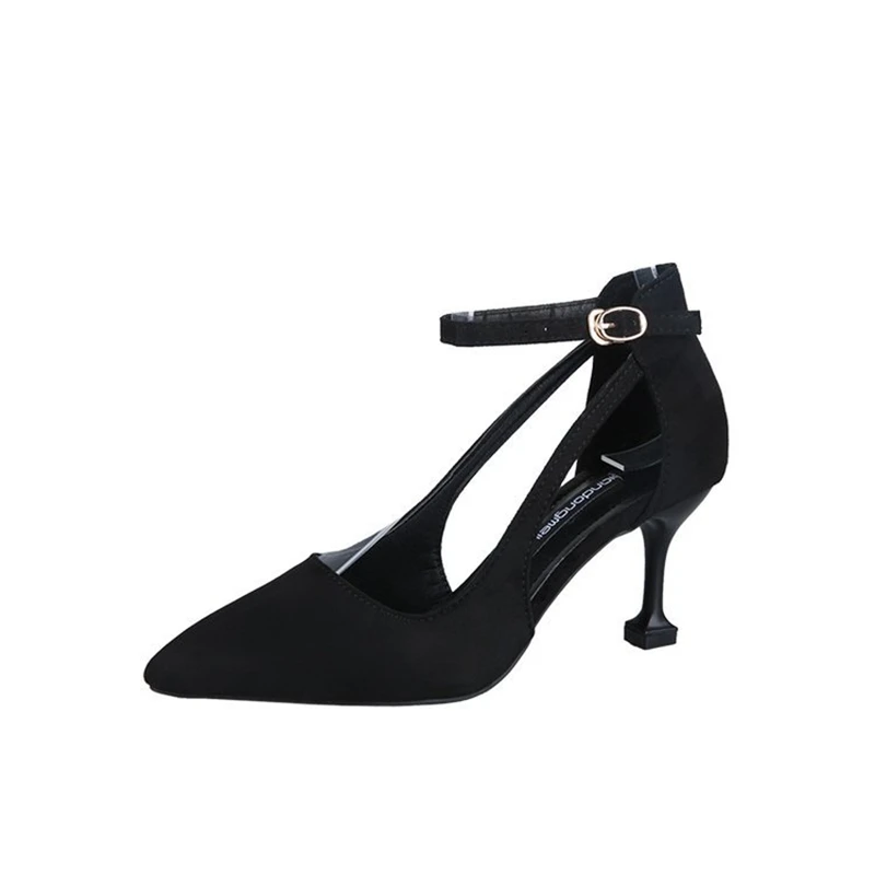 

2019 spring and summer new Korean version of a word buckle pointed high-heeled Roman shoes fashion wild women's sandals tide.