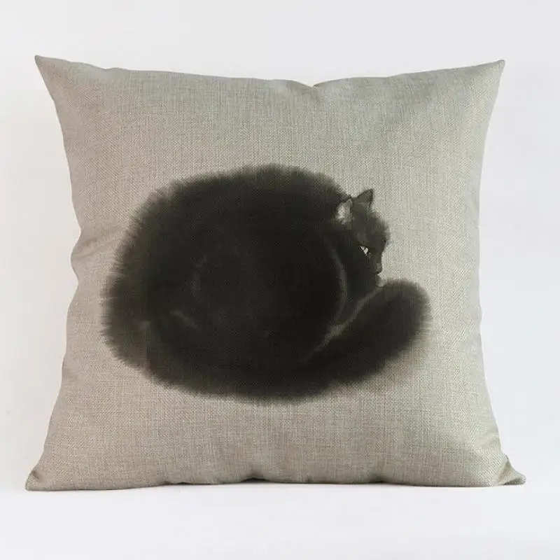 

Factory Wholesale Customized Ink Painting Style Loverly Cat Pillow Cushion 45cm For Children Gifts