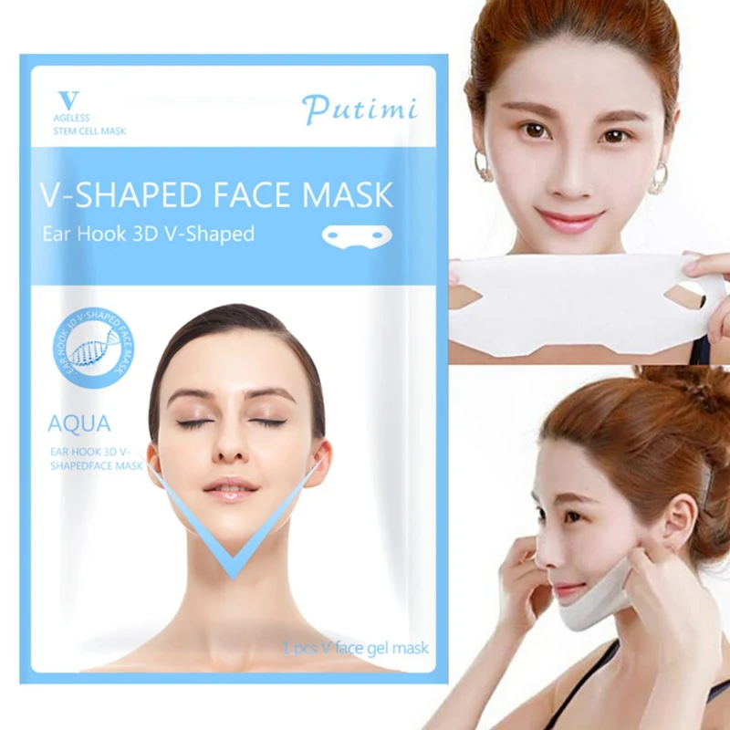 V Face Lift-up укрепляющая гелевая маска с двойным подвесным ухом V shape Face подбородочная маска Slim Lift Face маска-тренажер для контура лица