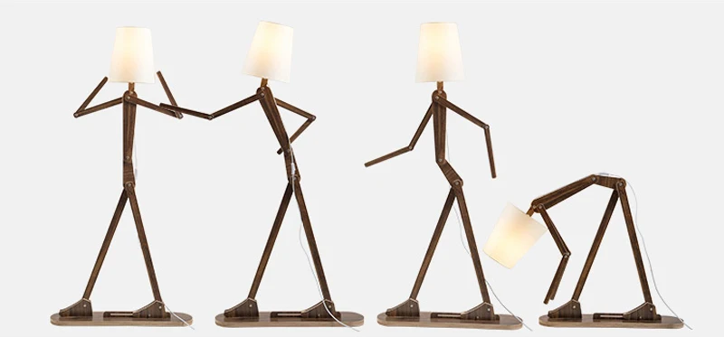 Creative Human Figure Floor Lamps Wooden Log Fabric Stand Light Living Room Bedside Piano Lighting Nordic E27 Standing Lights (20)