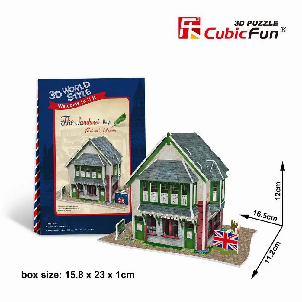 SET OF 4 CubicFun 3D Puzzle 3D World Style Welcome to UK 3D Puzzless 