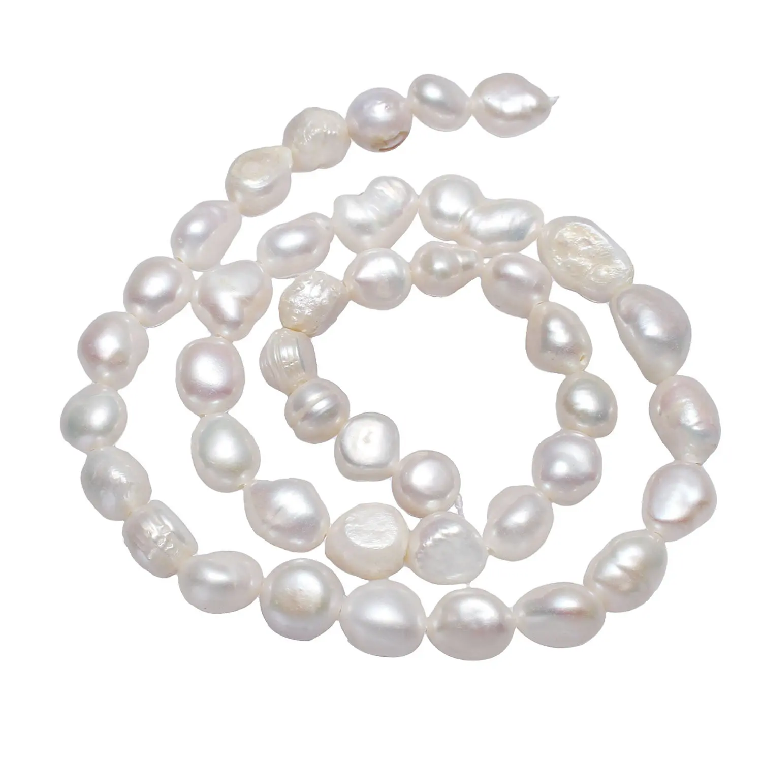 Cultured Baroque Freshwater Pearl Beads Nuggets Natural White 8-9mm Approx 0.8mm Sold Per 15.5 Inch Strand | Украшения и