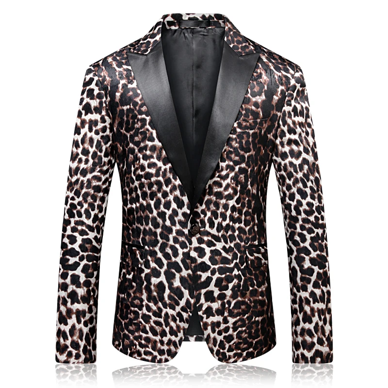 Luxury Men Leopard Blazer Slim Fit Prom Suit Jacket For Kleding Mannen