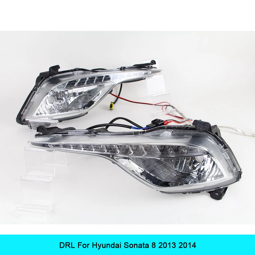 

Car DRL kit For Hyundai Sonata 8 2013 2014 LED Daytime Running Light Bar Super bright fog lamp bulb cree car led drl light 12V