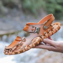 Взрывные Модели мужская пляжная обувь г. Новые летние сандалии модные повседневные сандалии Баотоу британская дышащая перфорированная обувь Мужская № 129