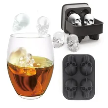 4 сетки 3D Череп Форма для льда Хэллоуин Череп формы виски вино Лед Куб лоток производитель шоколадной формы принадлежности для барной вечеринки