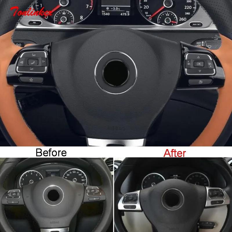 Tonlinker 2 шт. DIY Автомобильный Стайлинг Abs чехол на руль наклейки для Volkswagen new Passat B6 B7 CC