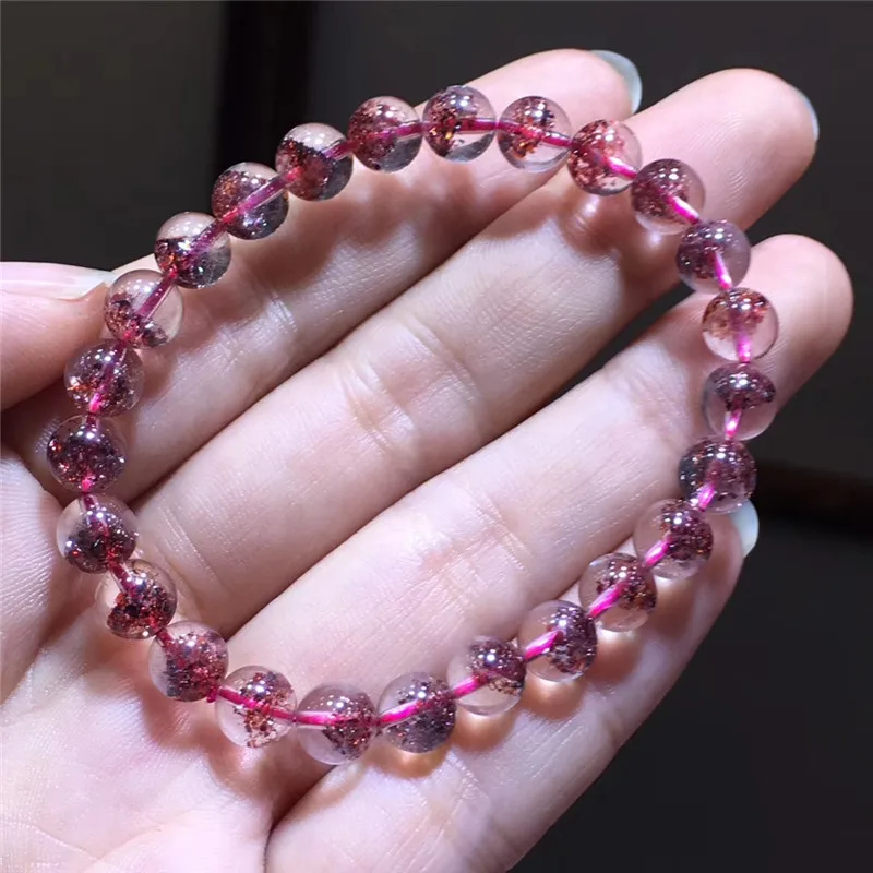 7 мм натуральный красный супер 7 Мелодия Lepidocrocite кварцевый браслет для женщин юбилей AAAAA подарок кристалл круглые бусины Подвески украшения